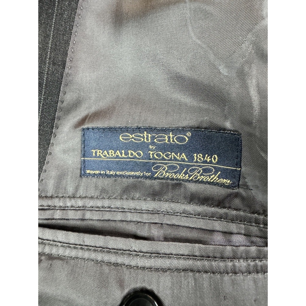 Brooks Brothers Suit Jacket 42 R Charcoal Wool Striped Estrato Fitzgerald USA - Picture 15 of 16